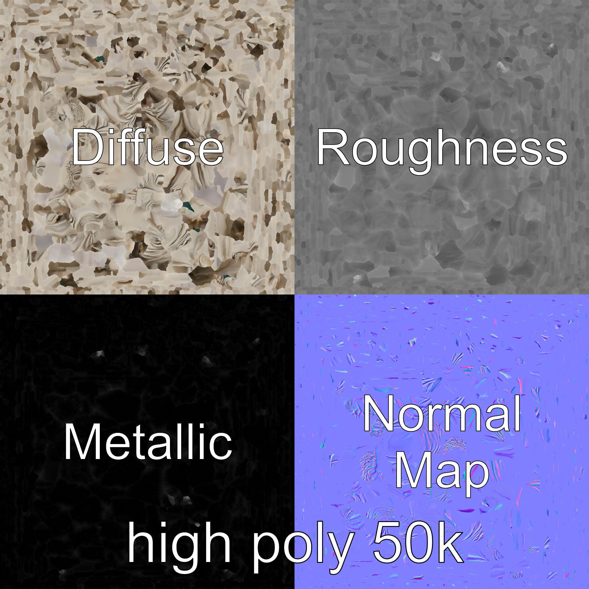 Charioteer of Delphi Statue model pack Low-poly 3D model_3