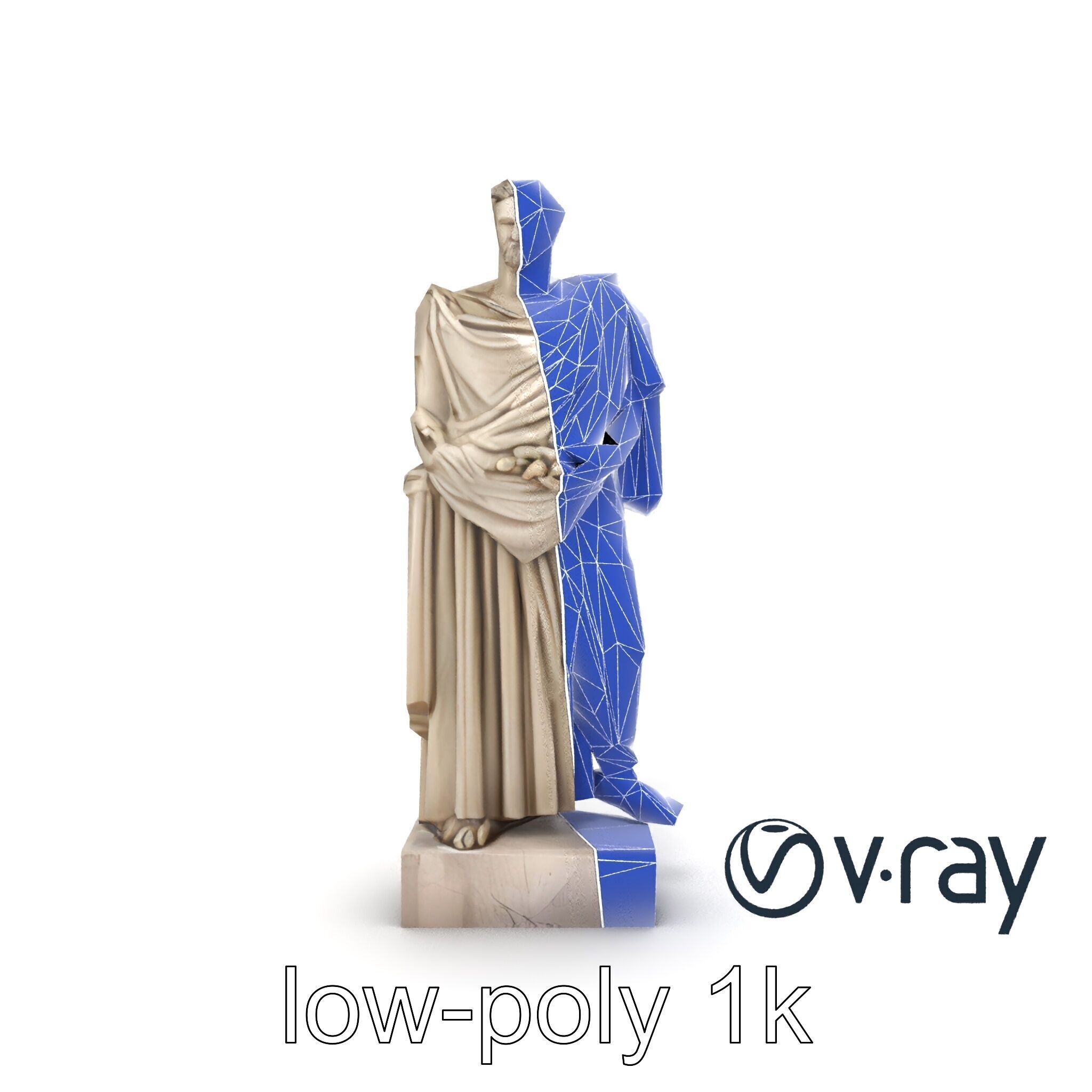 Charioteer of Delphi Statue model pack Low-poly 3D model_28