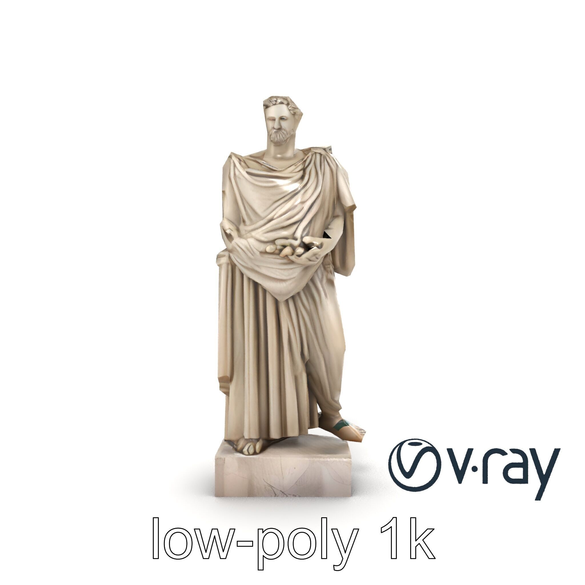 Charioteer of Delphi Statue model pack Low-poly 3D model_27