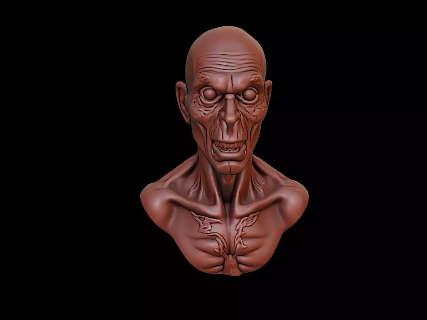 Zombie Bust 3D print model_0