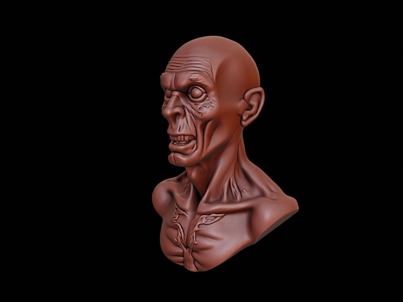 Zombie Bust 3D print model_2