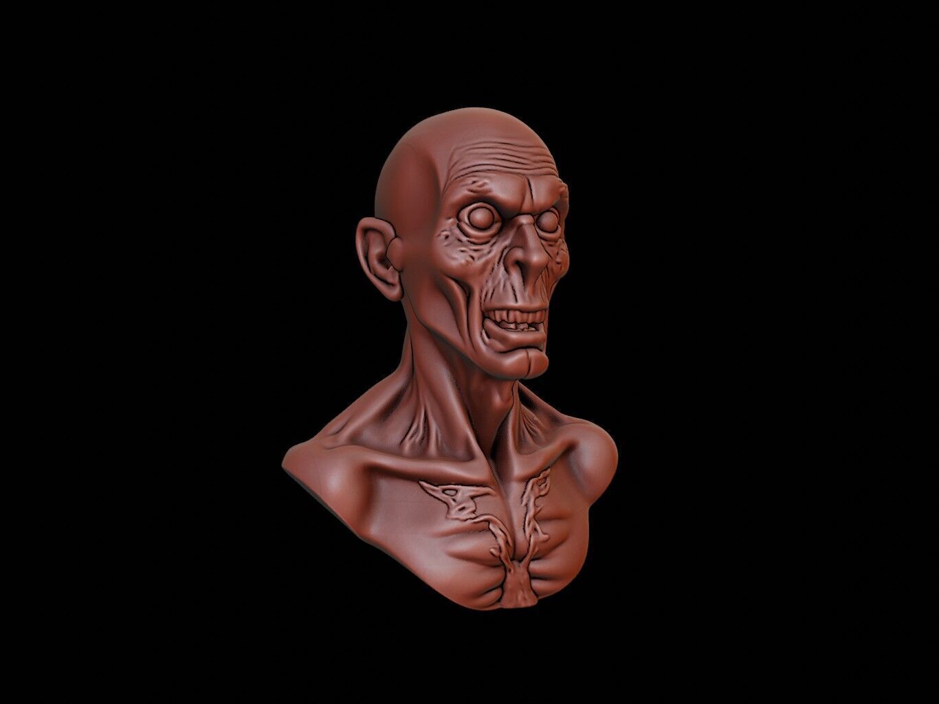 Zombie Bust 3D print model_1
