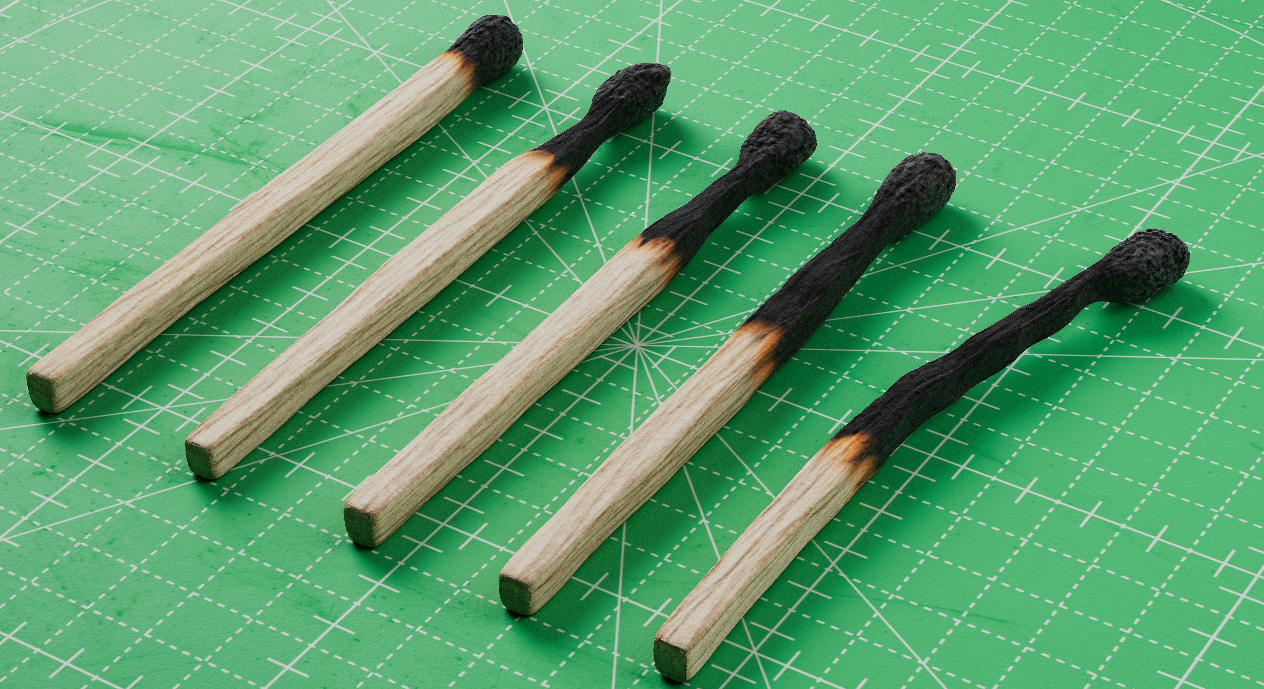 Burned Safety Matches Realistic 3D Model 3D model_6