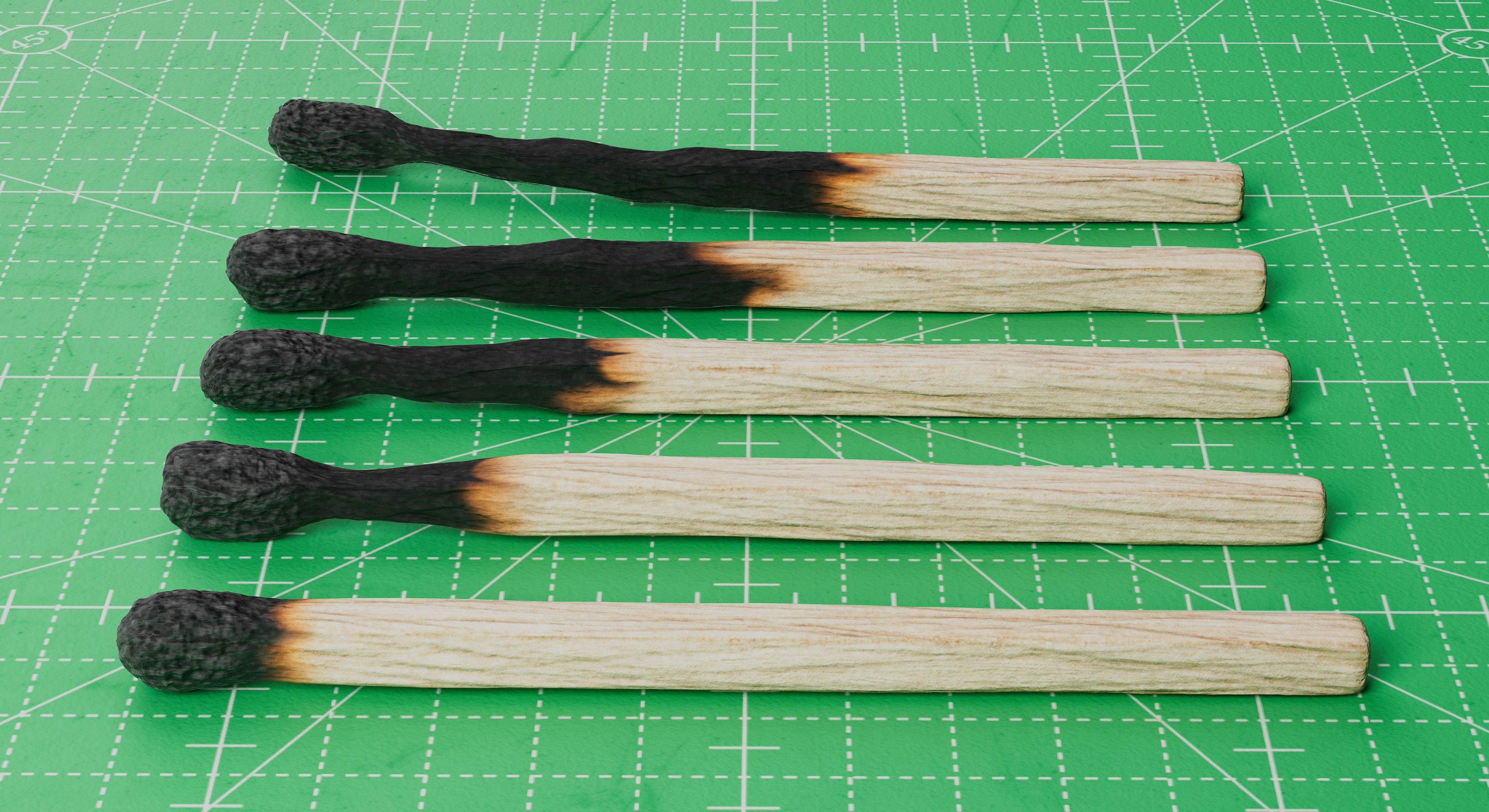 Burned Safety Matches Realistic 3D Model 3D model_3