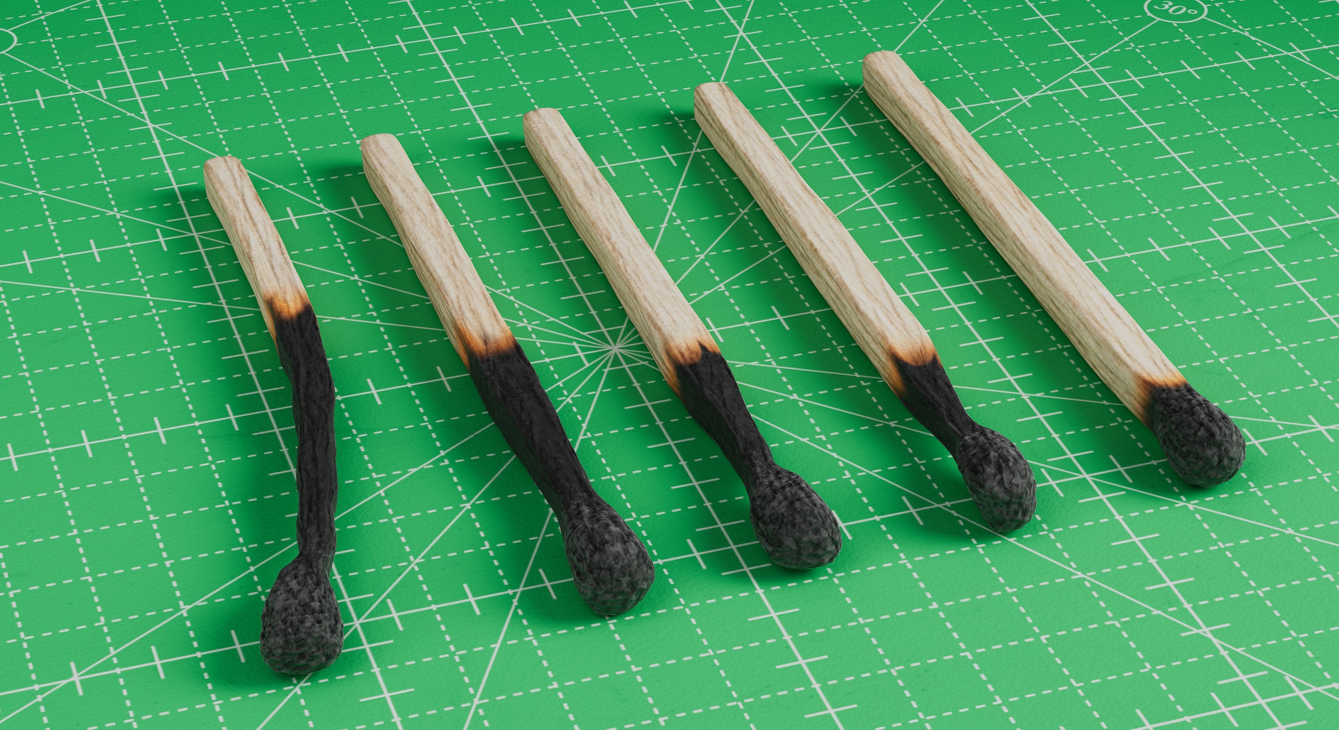 Burned Safety Matches Realistic 3D Model 3D model_8