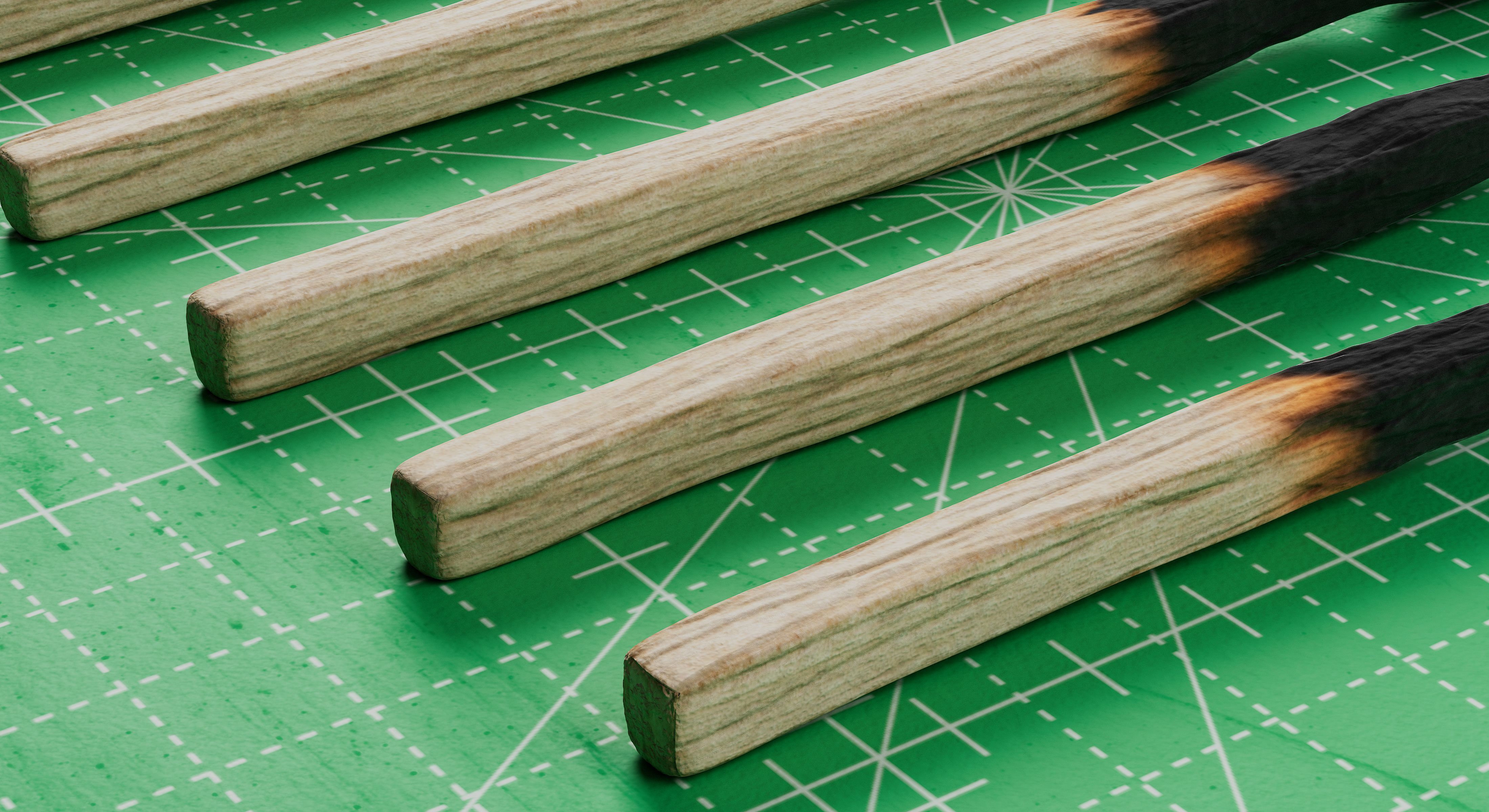 Burned Safety Matches Realistic 3D Model 3D model_7