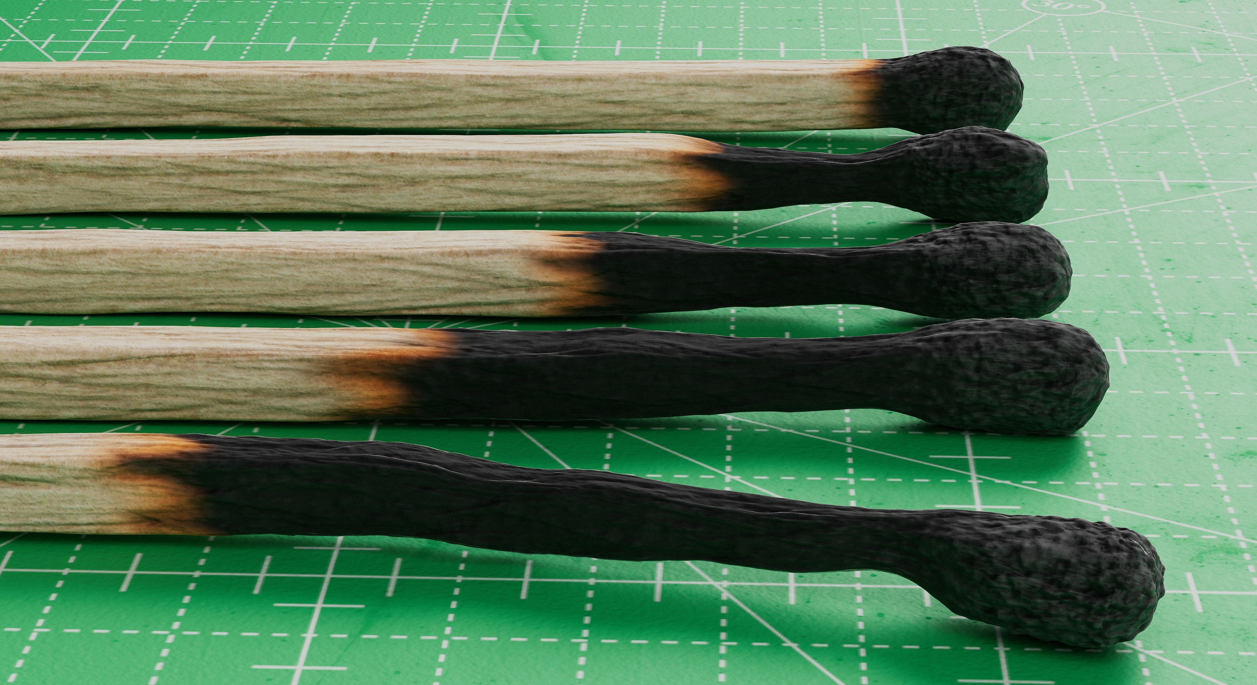 Burned Safety Matches Realistic 3D Model 3D model_10