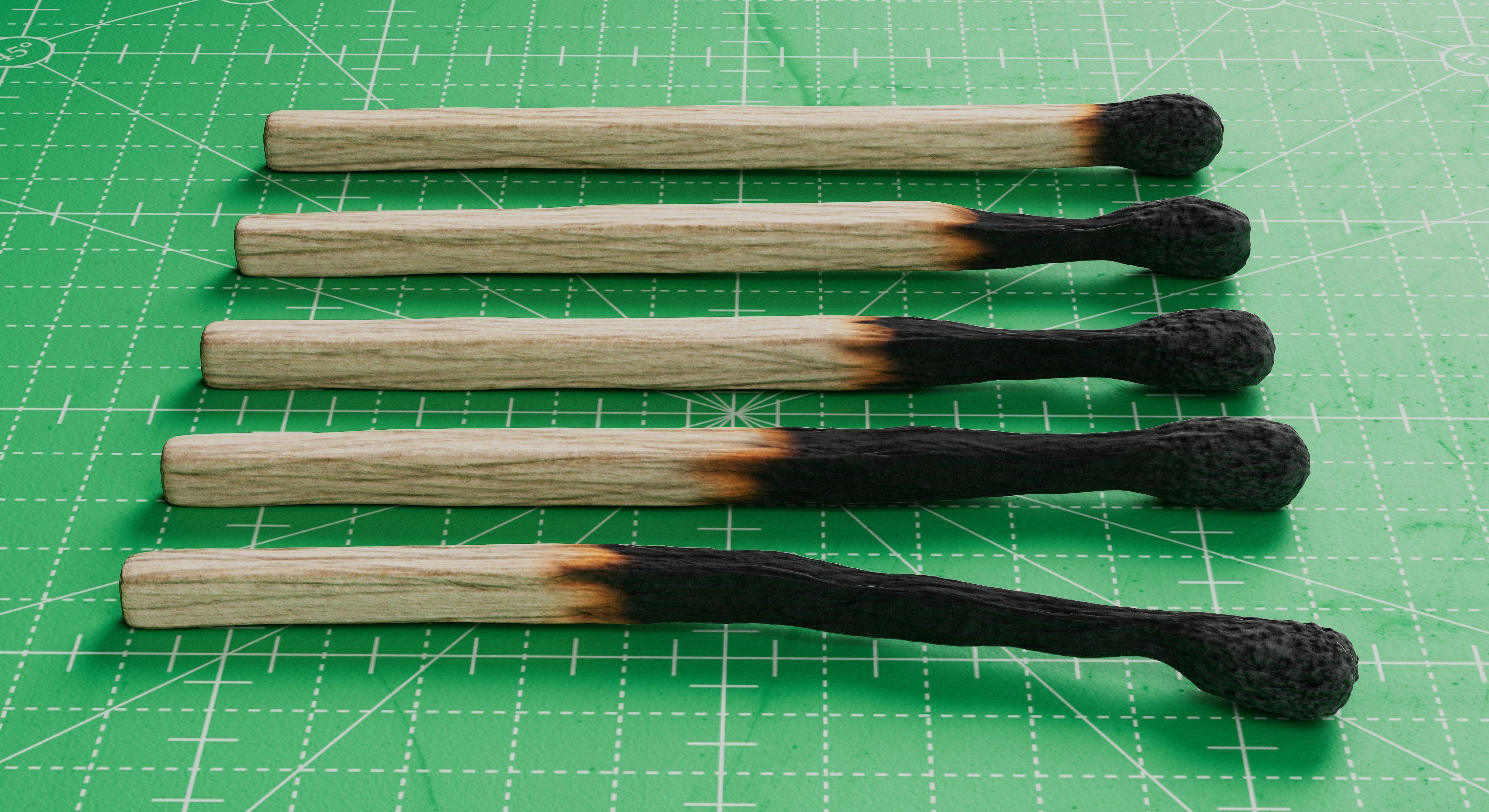 Burned Safety Matches Realistic 3D Model 3D model_4