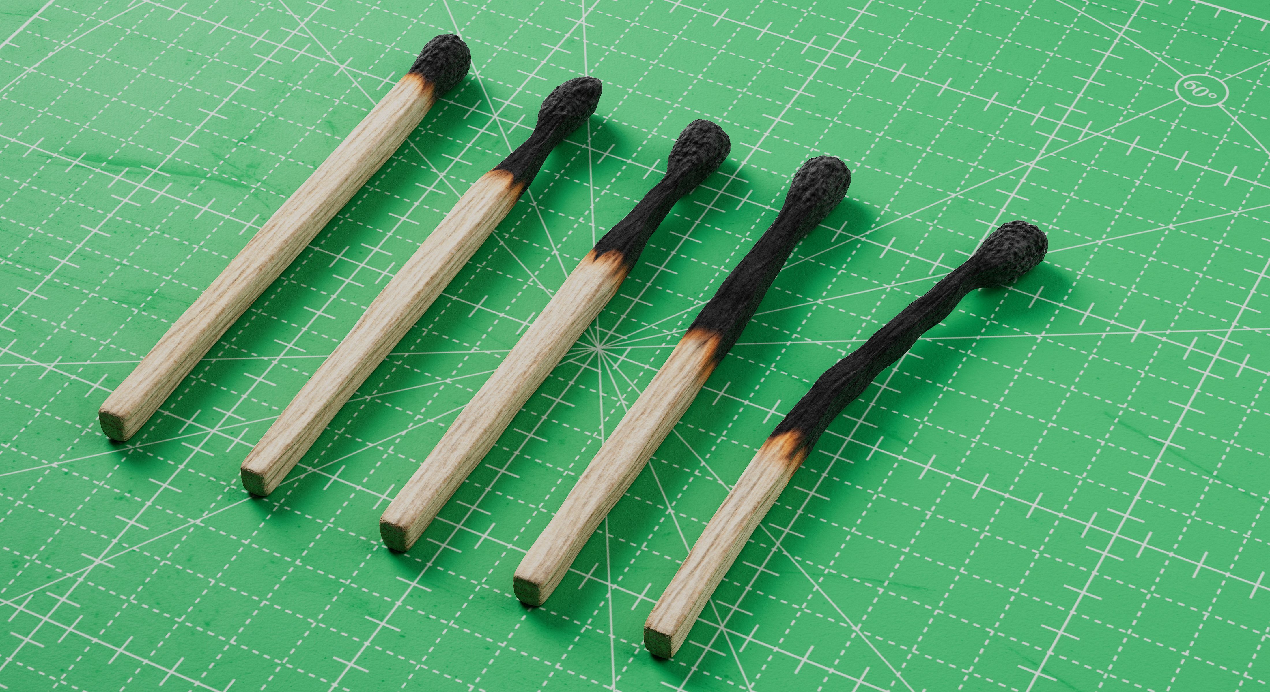 Burned Safety Matches Realistic 3D Model 3D model_1