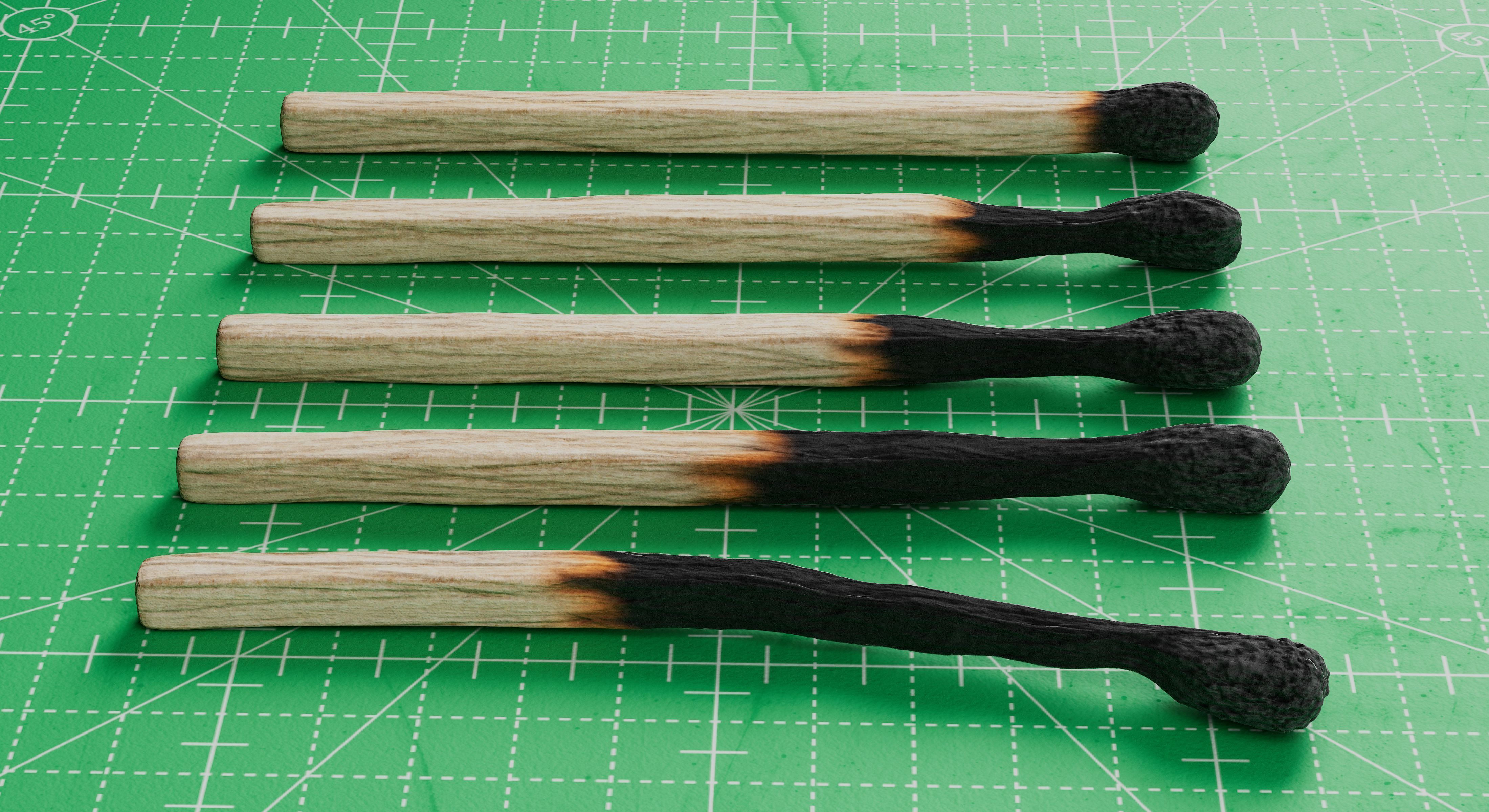 Burned Safety Matches Realistic 3D Model 3D model_9