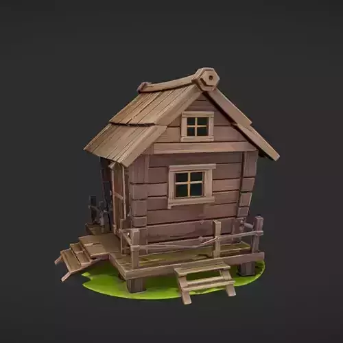 wooden cabin with porch