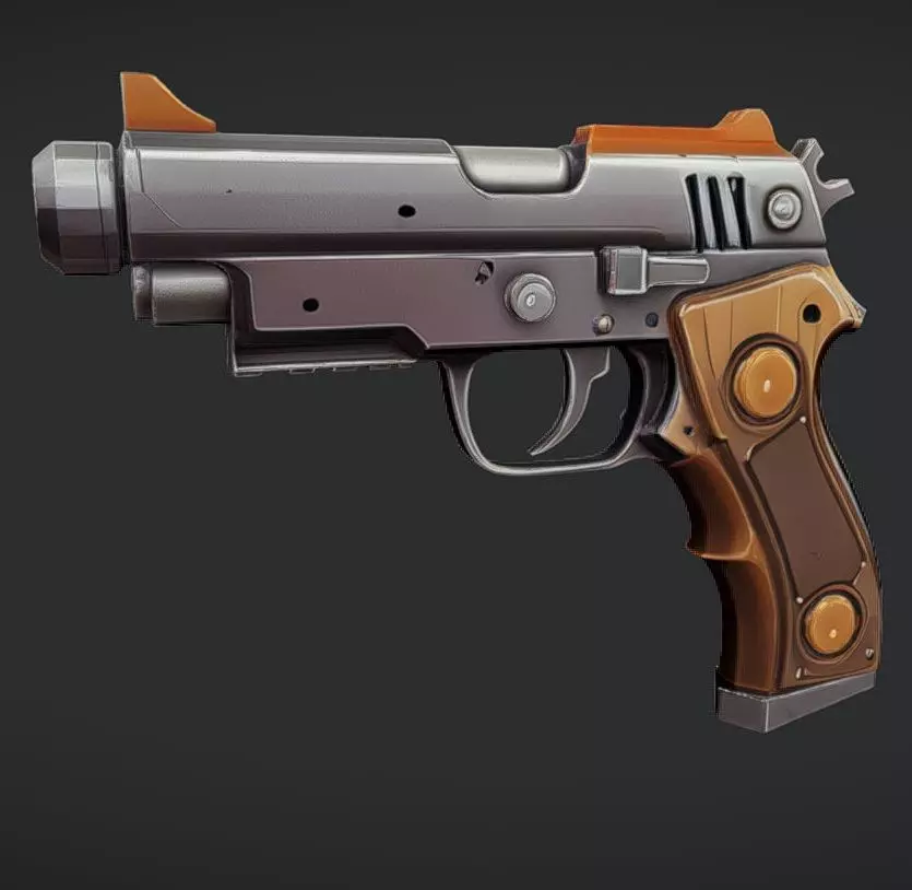 futuristic handgun design 3D model_0