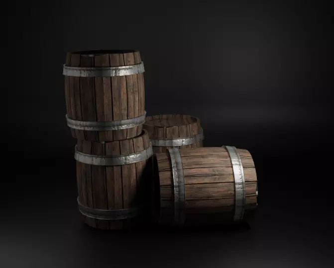Game-Ready Barrel  PBR Textured Free 3D model_0