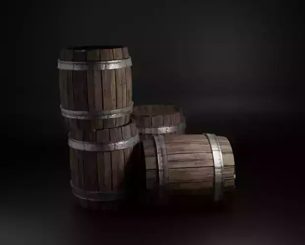 Game-Ready Barrel  PBR Textured