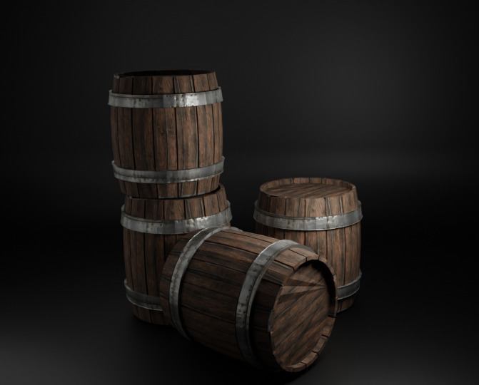 Game-Ready Barrel  PBR Textured Free 3D model_3