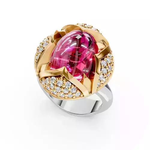 Oval Cabachone Diamond Ring