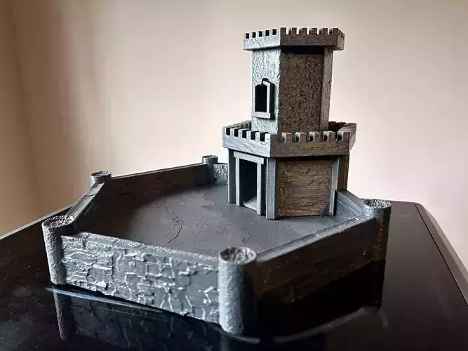 Attachable dice tower and dice tray