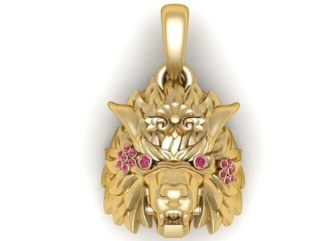 LION HEAD PENDANT 3D PRINTABLE MODEL  3D print model