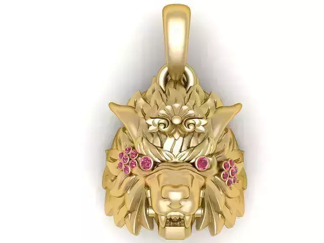 LION HEAD PENDANT 3D PRINTABLE MODEL 
