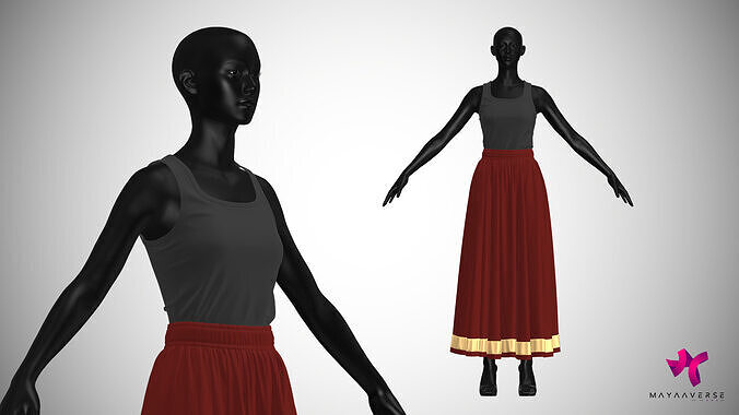 Long Skirt with TankTop 3D model