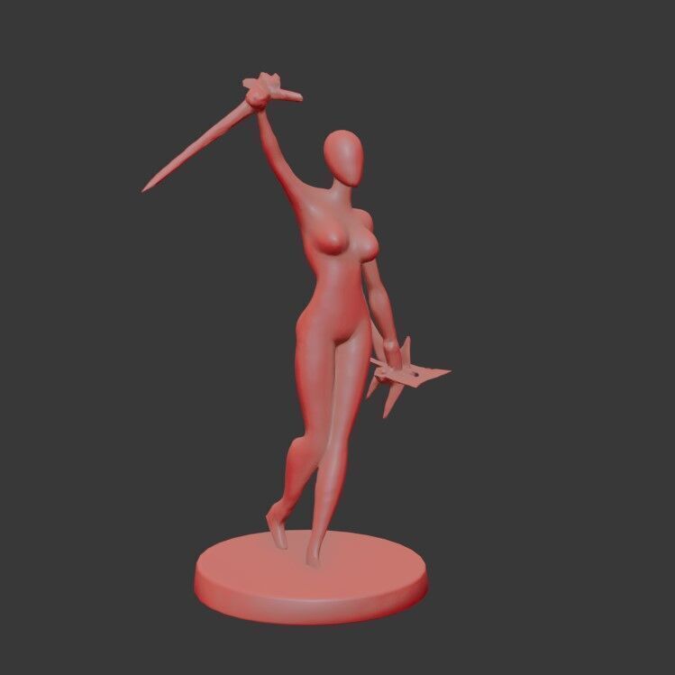 The Blade of Power - 3D Printable Heroic Woman Figure 3D print model_3