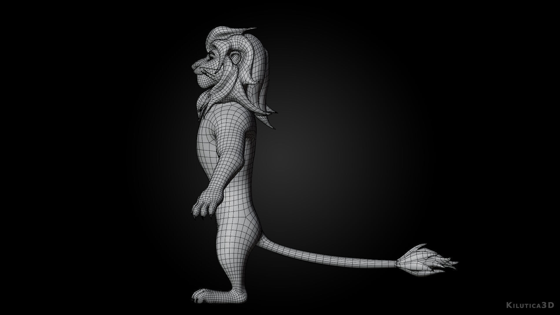 Biped Lion Rigged Low-poly 3D model_8
