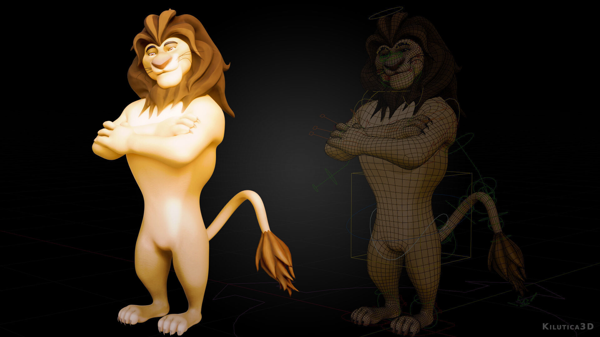 Biped Lion Rigged Low-poly 3D model_6