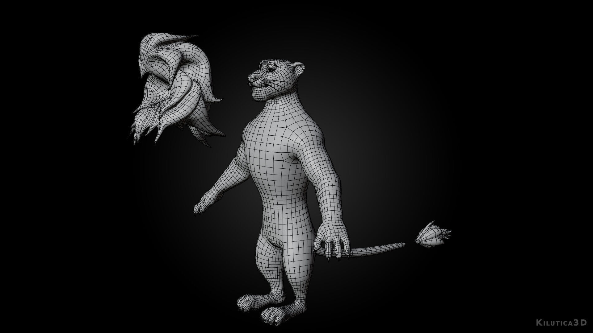 Biped Lion Rigged Low-poly 3D model_12