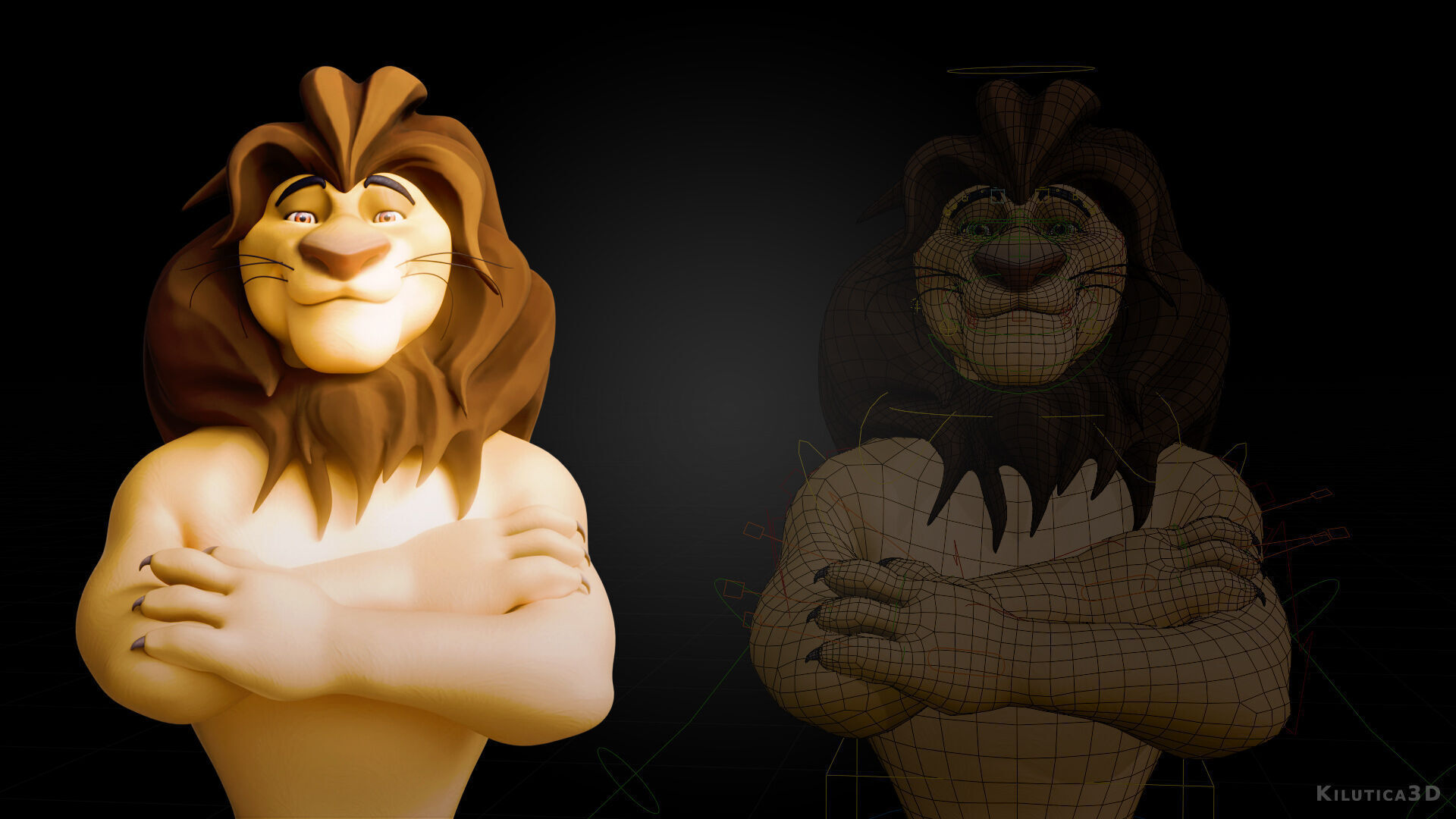 Biped Lion Rigged Low-poly 3D model_5