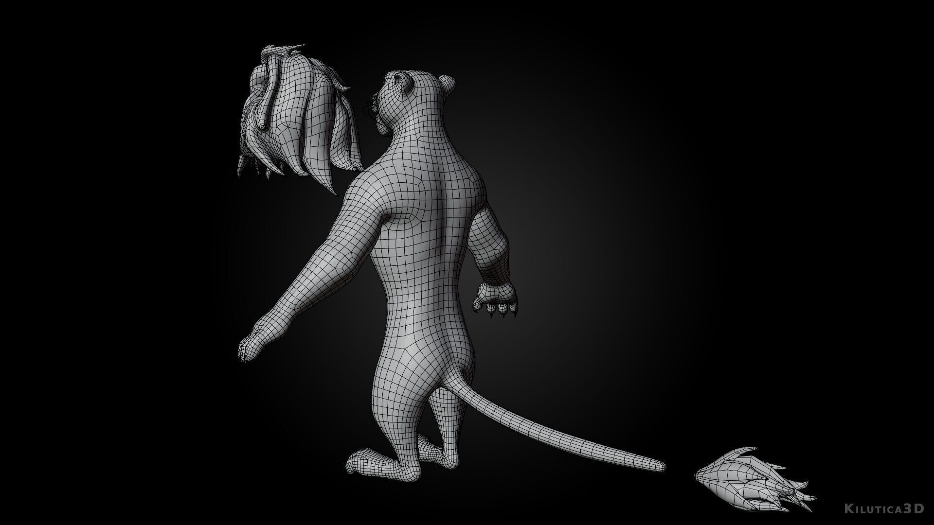 Biped Lion Rigged Low-poly 3D model_13