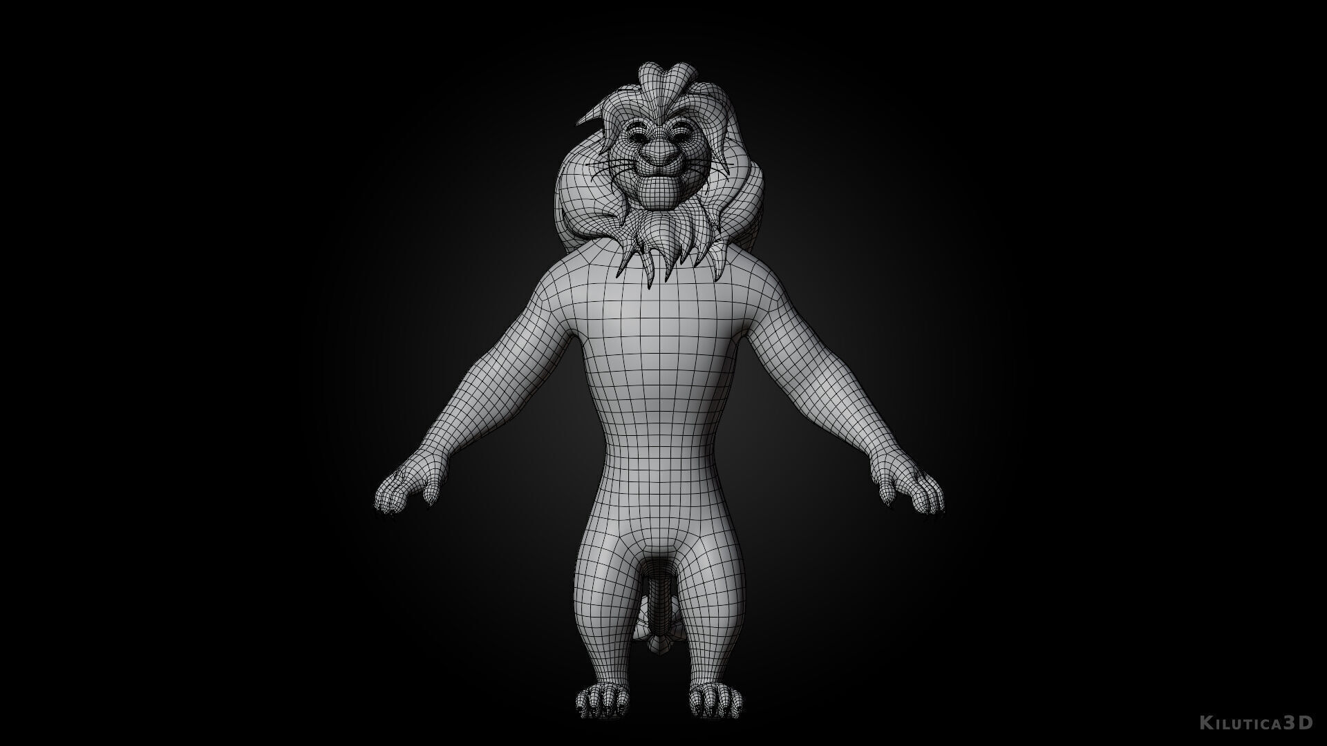 Biped Lion Rigged Low-poly 3D model_7