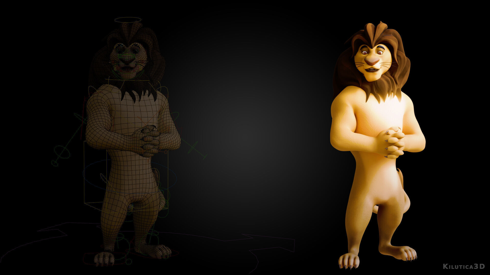 Biped Lion Rigged Low-poly 3D model_3