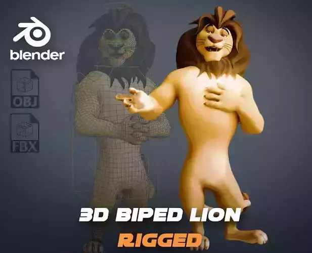 Biped Lion Rigged