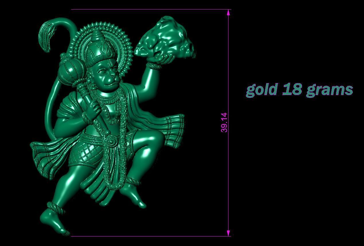 Hanuman pendant 3D print model_9