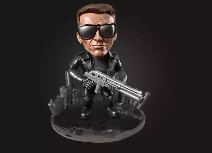 Terminator T 800 3D Printable Stylized Caricature 3D print model