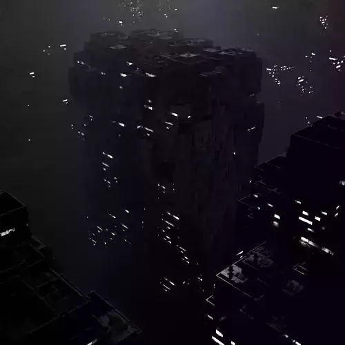 Sci fi night city building 6 Low-poly 3D model