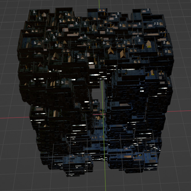 Sci fi night city building 6 Low-poly 3D model_6