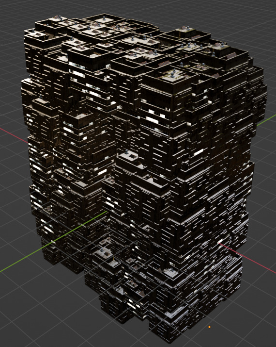 Sci fi night city building 6 Low-poly 3D model_4