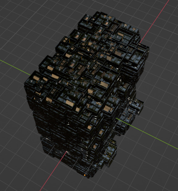 Sci fi night city building 6 Low-poly 3D model_5