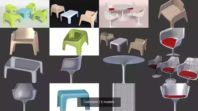 Chair and Table pack 3D Model Collection