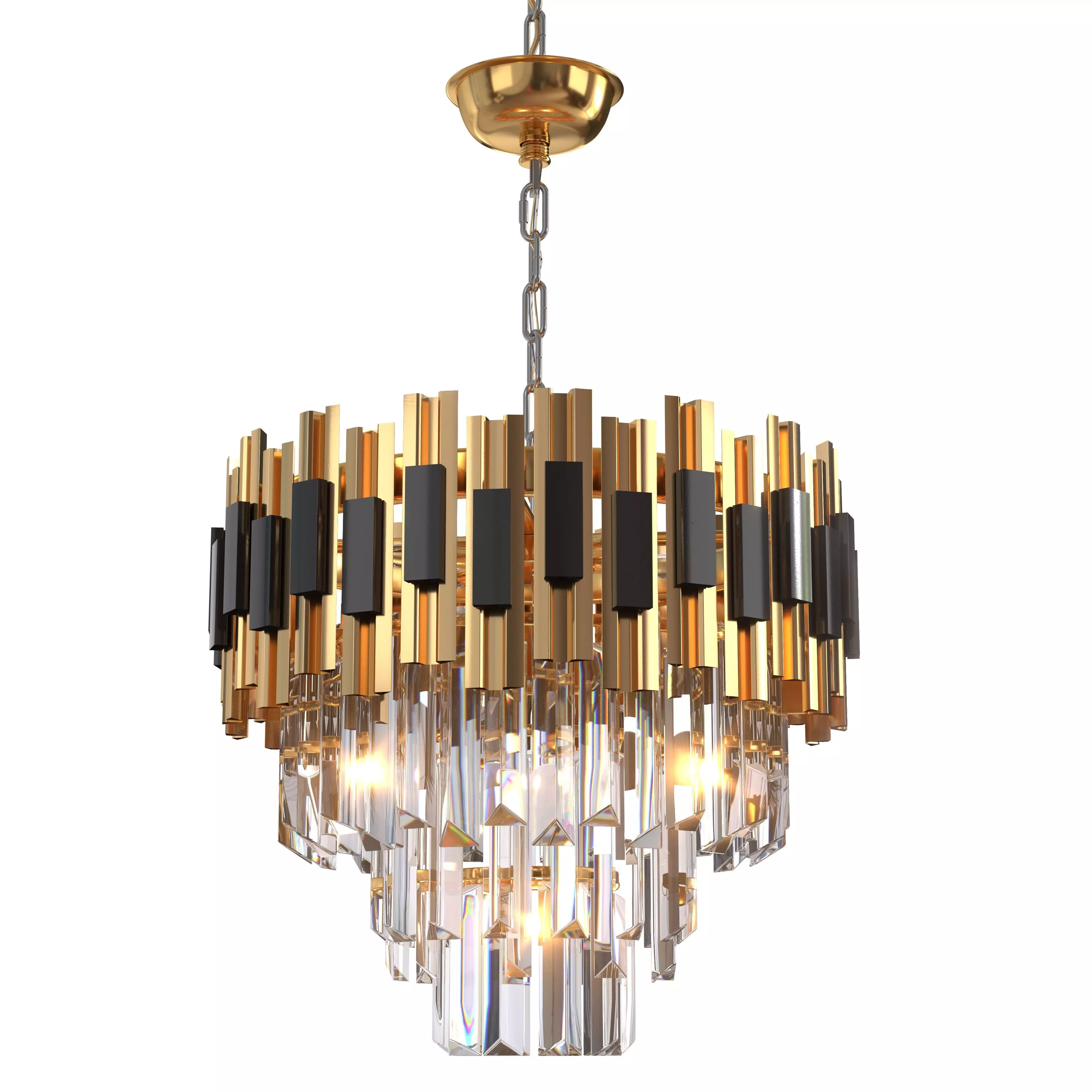  Black and Gold Round Chandelier  3D model_0