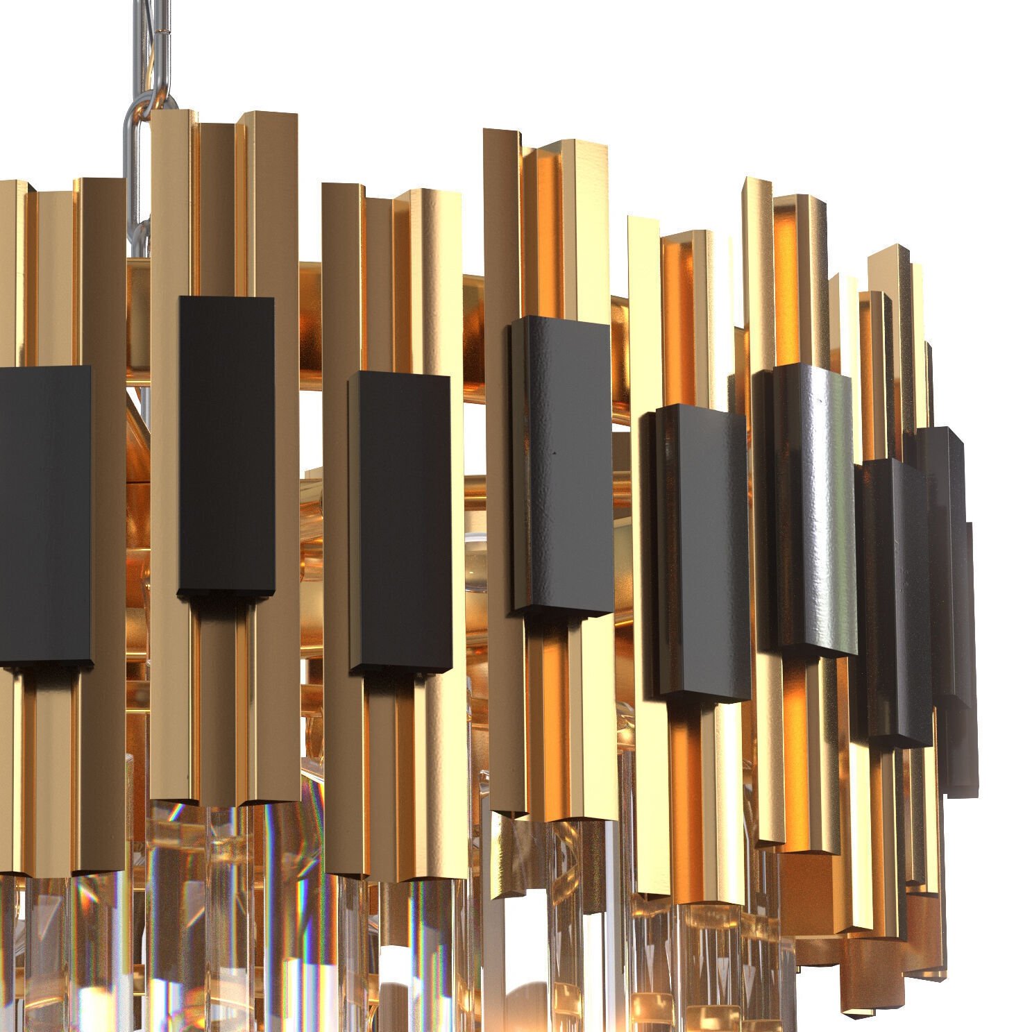  Black and Gold Round Chandelier  3D model_5