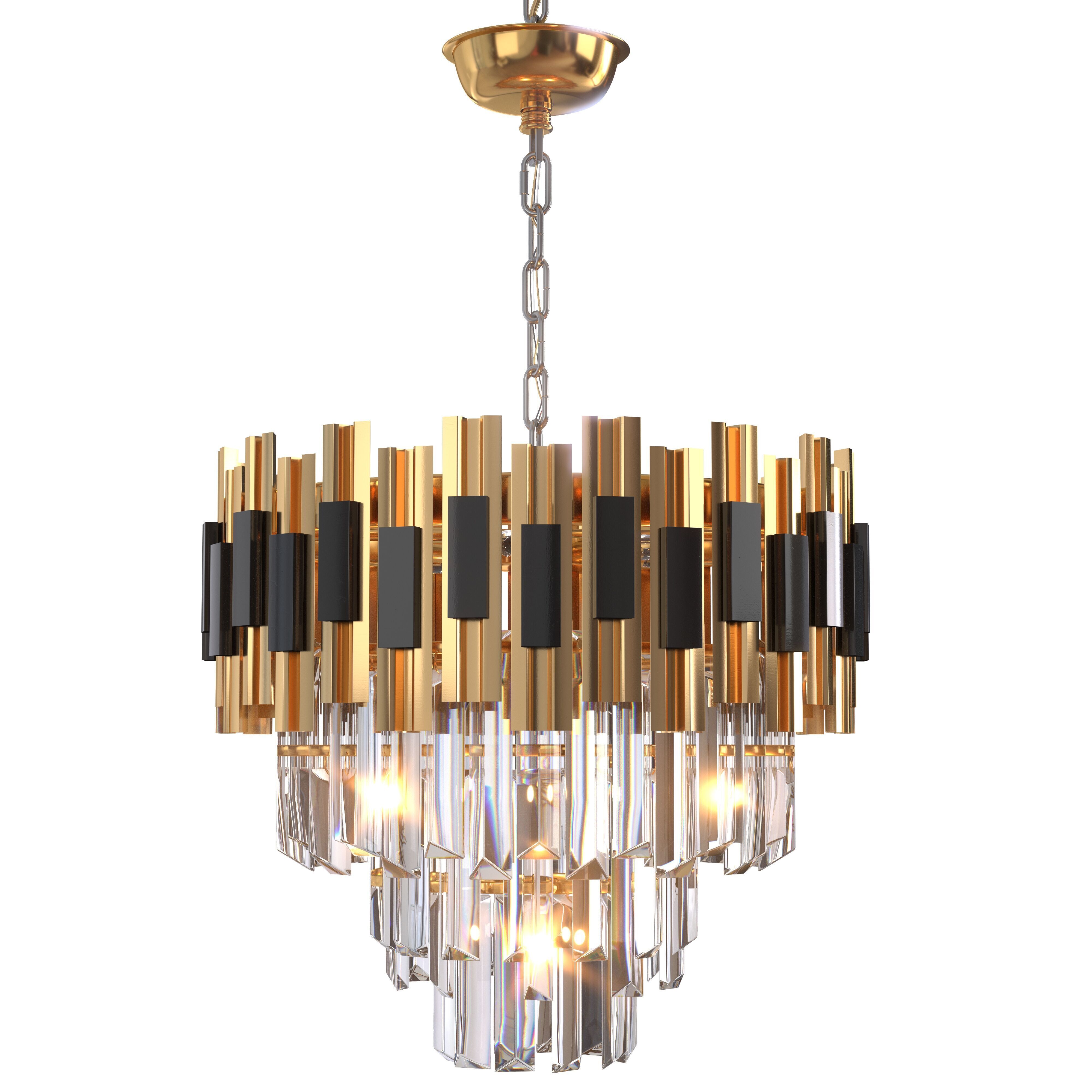  Black and Gold Round Chandelier  3D model_6