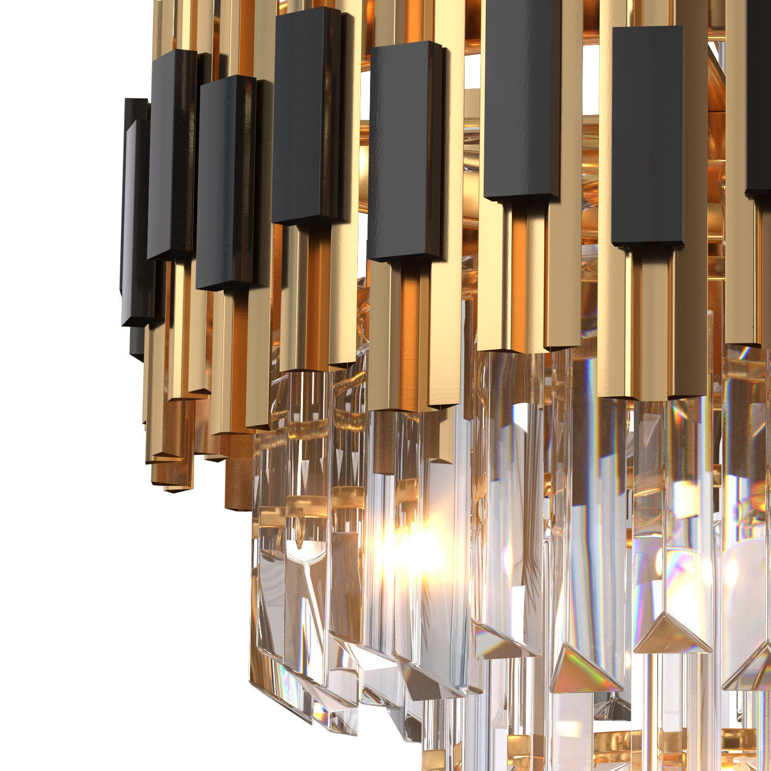  Black and Gold Round Chandelier  3D model_1