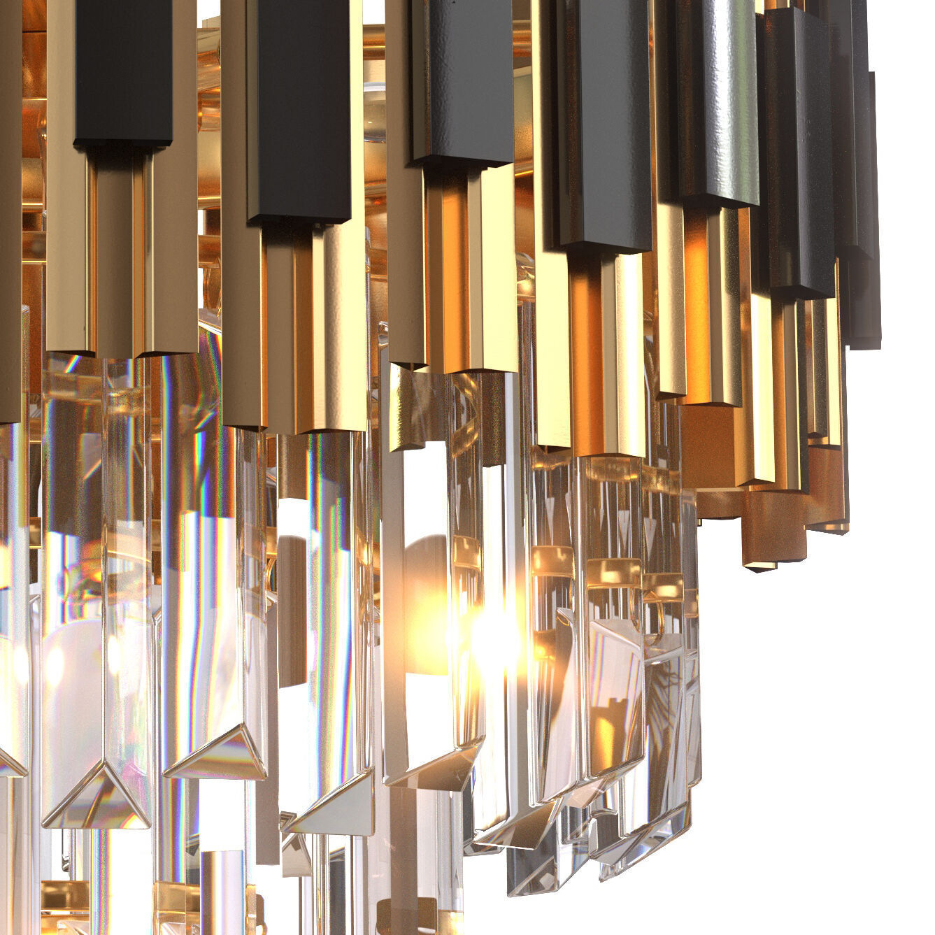 Black and Gold Round Chandelier  3D model_3