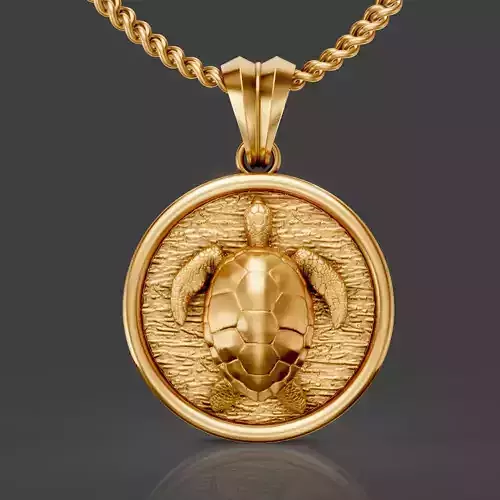 Turtle pendant silver gold jewelry printable 3d model 