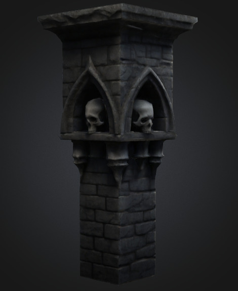 Bone Piller column 1 Low-poly 3D model_2