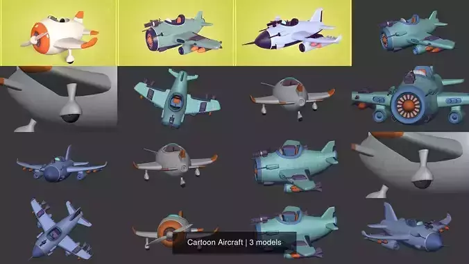 Cartoon Aircraft 3D Model Collection