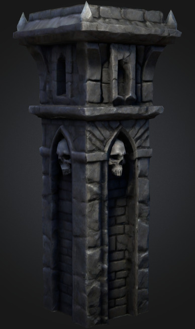 Bone Piller column 2 Low-poly 3D model_2