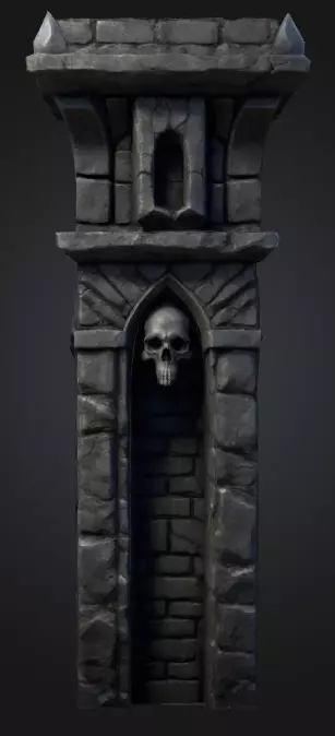 Bone Piller column 2 Low-poly 3D model_0